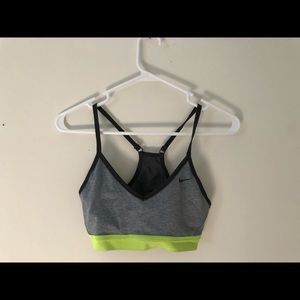 Nike Gray and Lime Sports Bra